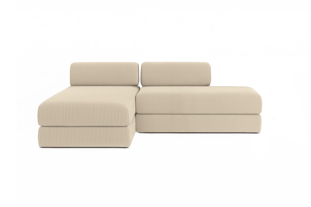 Canapé d'angle convertible 5 places en velours beige