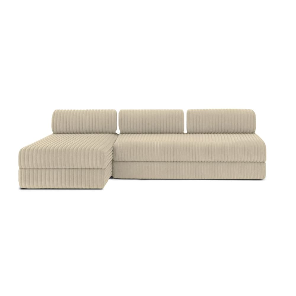 Canapé d'angle convertible 6 places en velours beige
