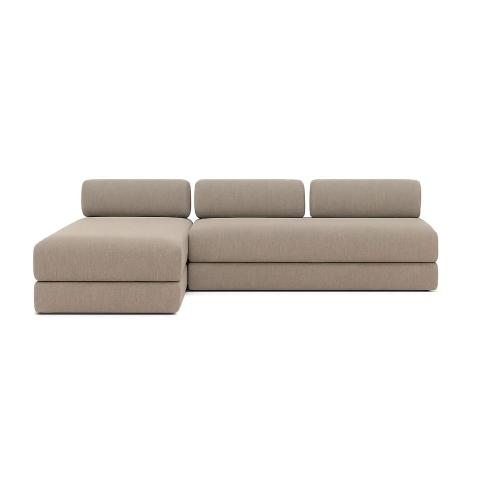 Canapé d'angle convertible 6 places en tissu taupe