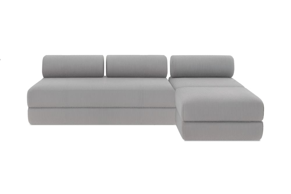 Canapé d'angle convertible 6 places en velours gris