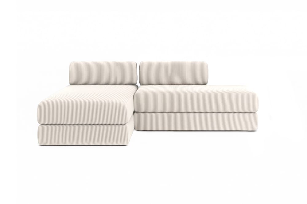 Canapé d'angle convertible 5 places en velours blanc