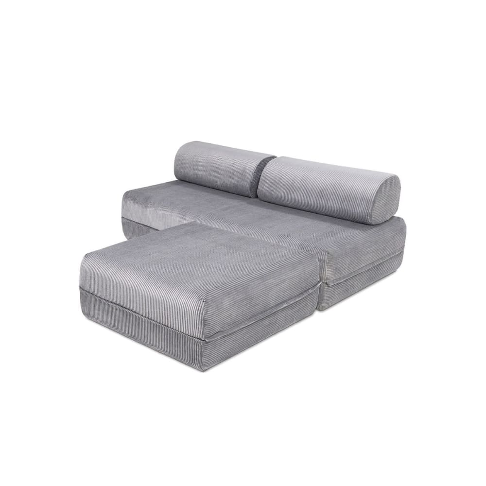 Canapé d'angle convertible 4 places en velours gris