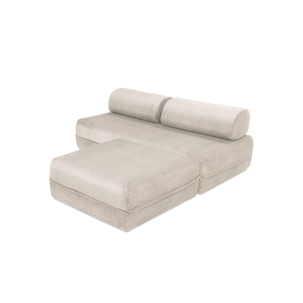 Canapé d'angle convertible 4 places en velours blanc