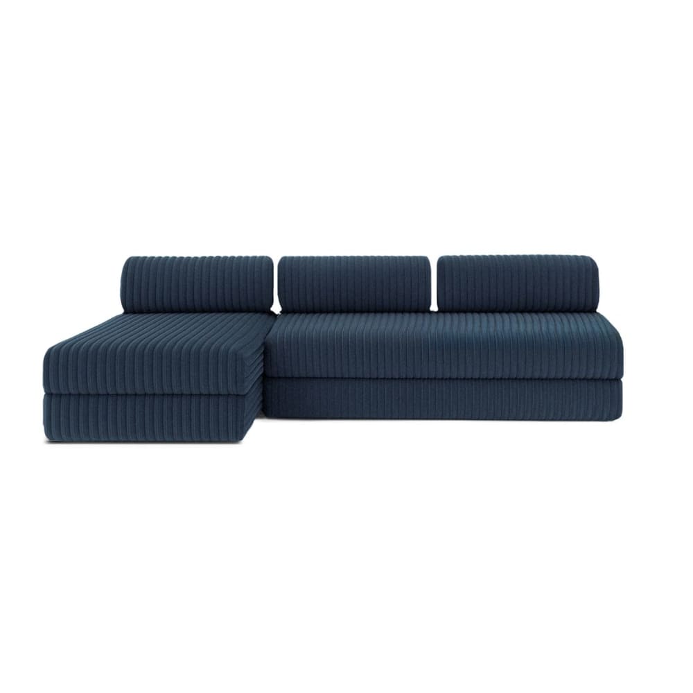 Canapé d'angle convertible 6 places en velours bleu