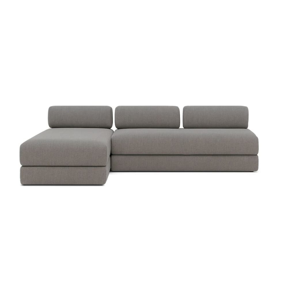 Canapé d'angle convertible 6 places en tissu lisse gris