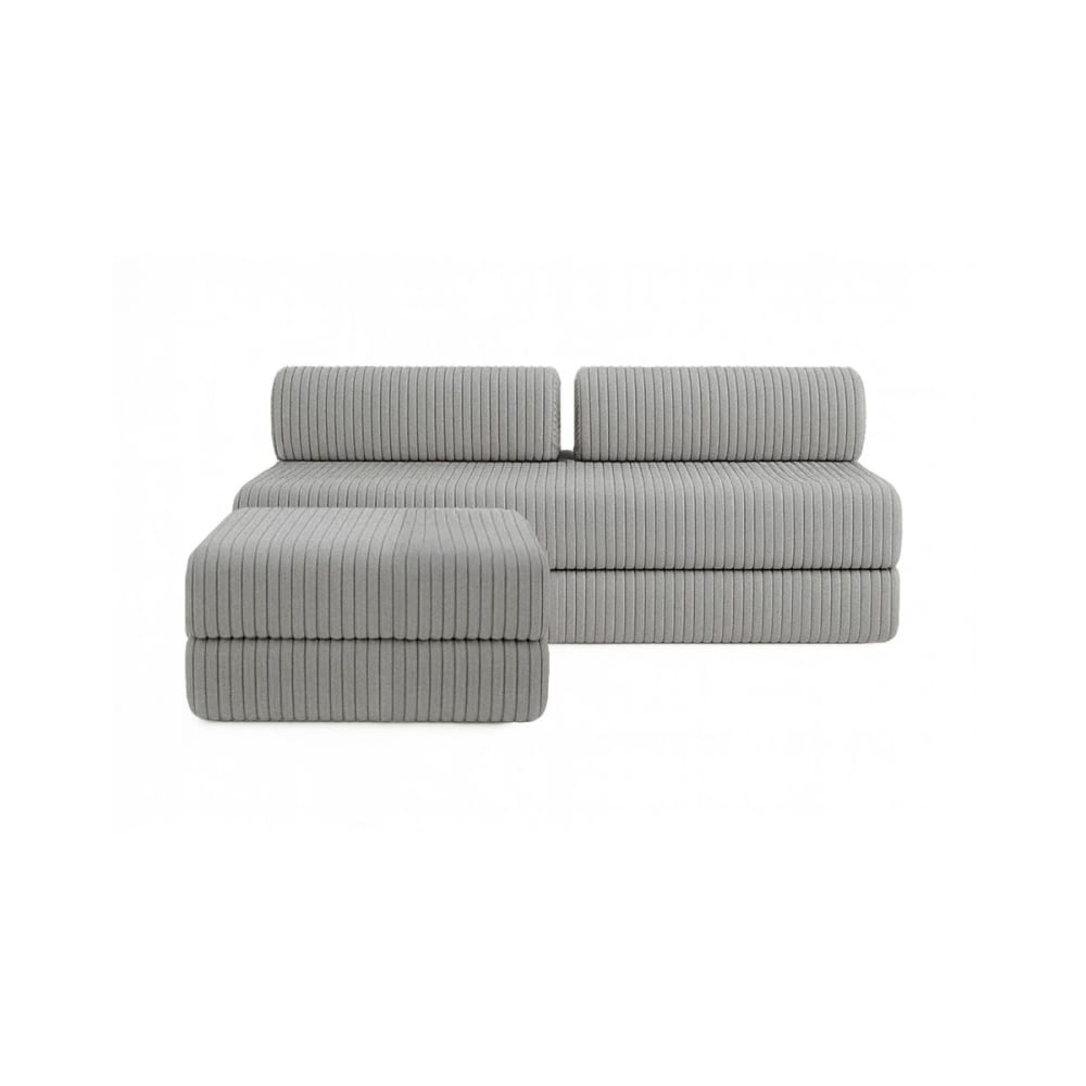 Canapé d'angle convertible 4 places en velours gris