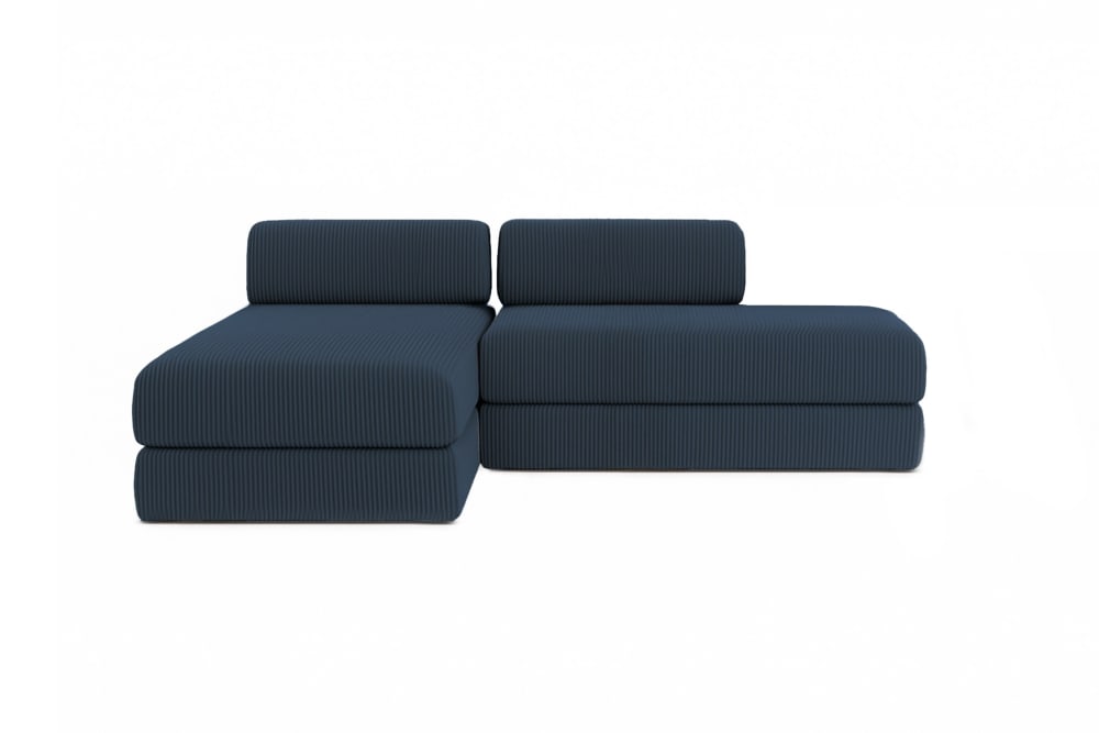 Canapé d'angle convertible 5 places en velours bleu