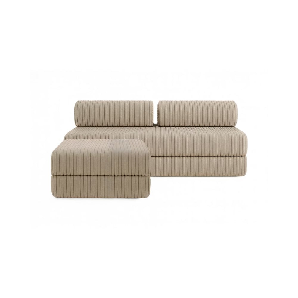 Canapé d'angle convertible 4 places en velours taupe