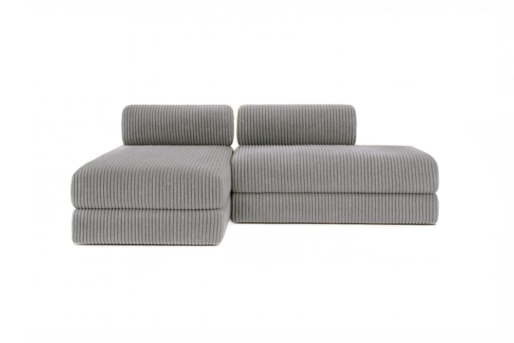 Canapé d'angle convertible 5 places en velours gris