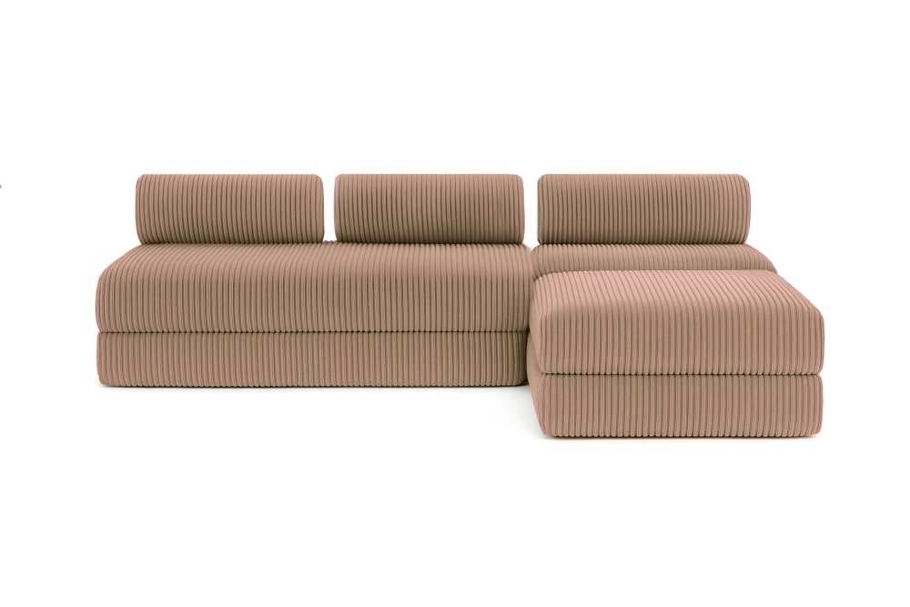 Canapé d'angle convertible 6 places en velours marron