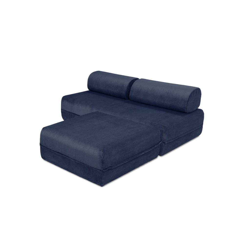 Canapé d'angle convertible 4 places en velours bleu