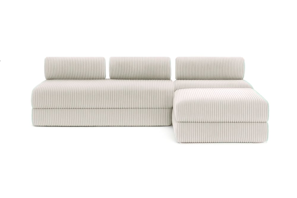 Canapé d'angle convertible 6 places en velours blanc