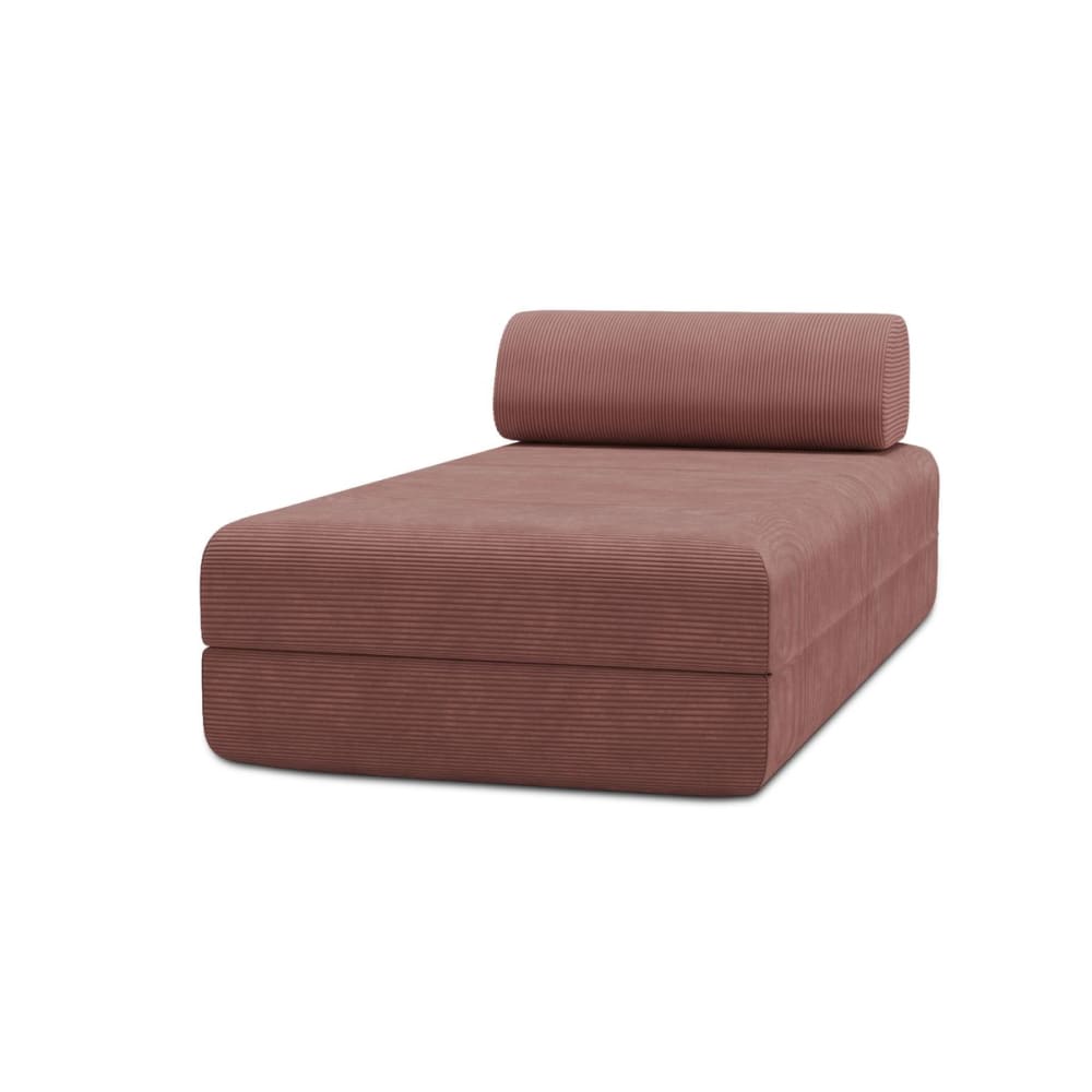 Méridienne convertible et modulable 3 places en velours côtelé rose
