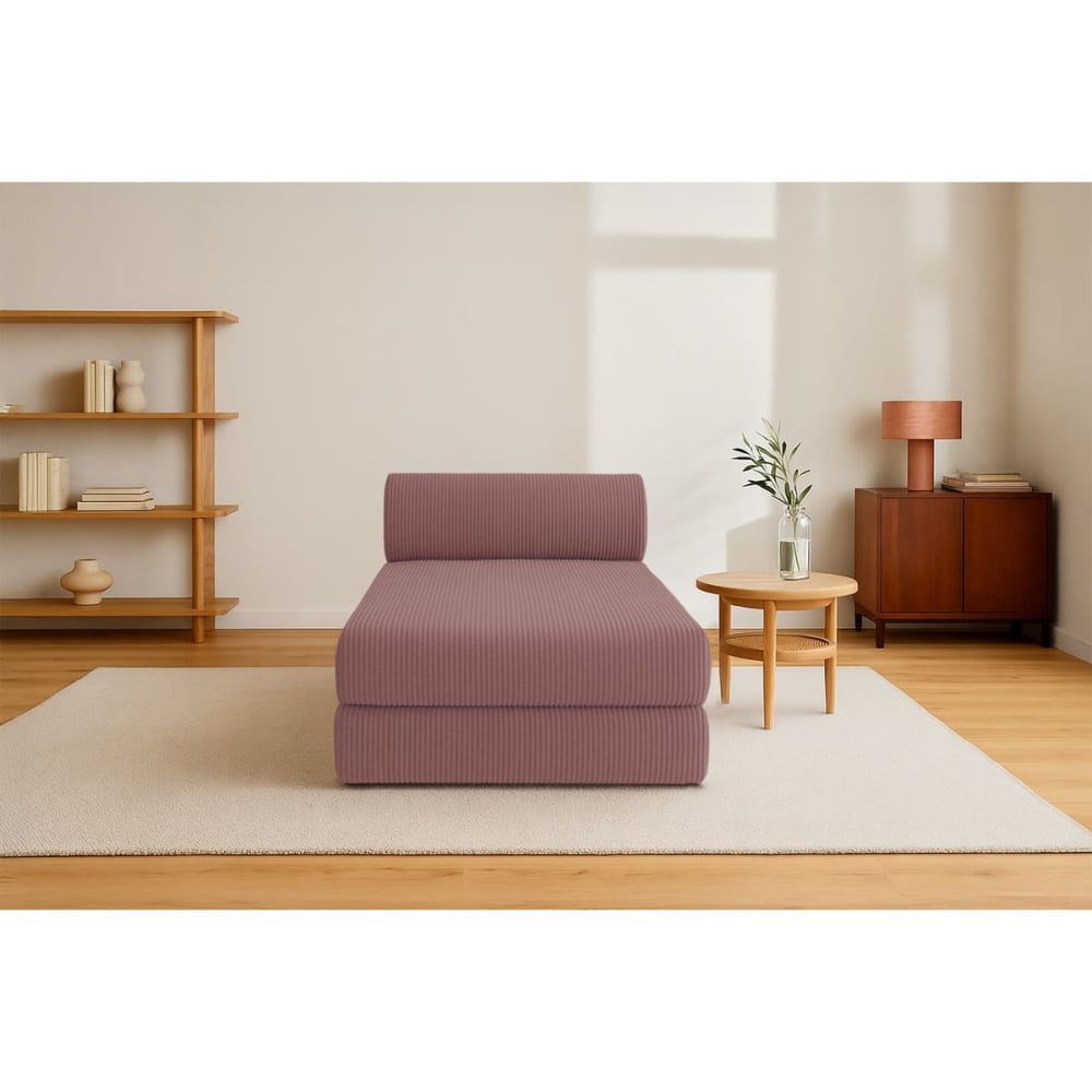 Méridienne convertible et modulable 3 places en velours rose