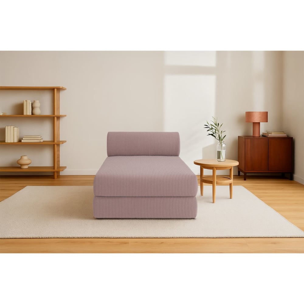 Méridienne convertible et modulable 3 places en velours rose