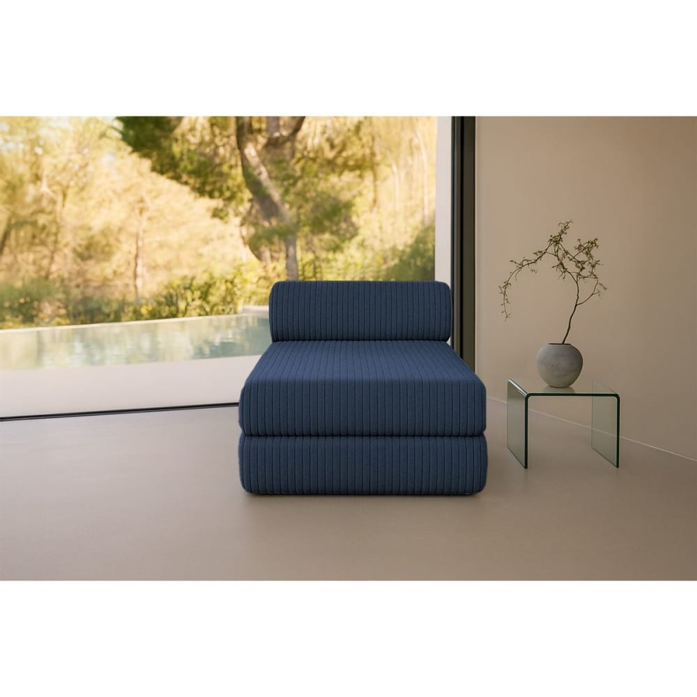 Méridienne convertible et modulable 3 places en velours bleu