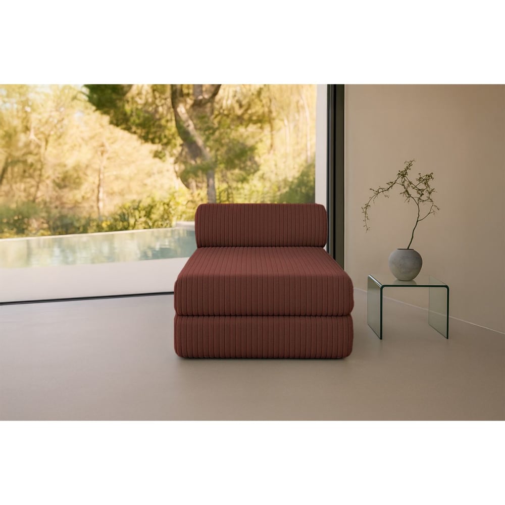 Méridienne convertible et modulable 3 places en velours terracotta