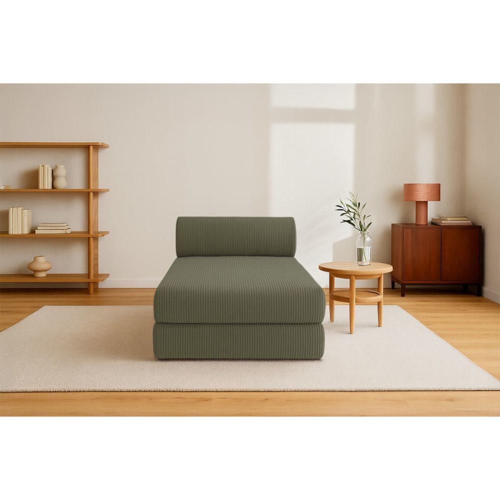 Méridienne convertible et modulable 3 places en velours vert