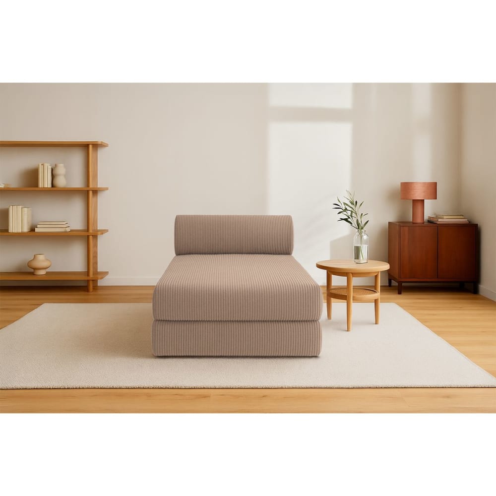 Méridienne convertible et modulable 3 places en velours taupe