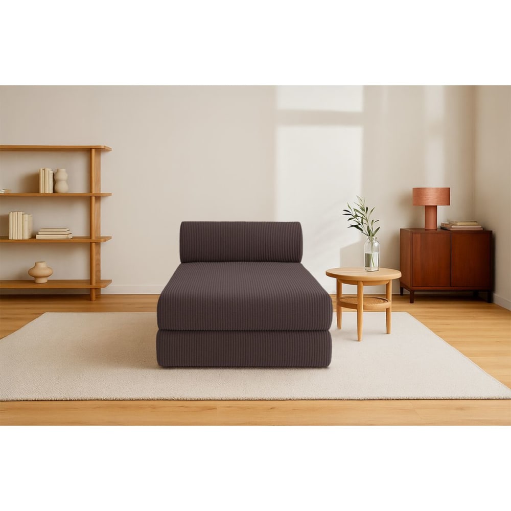 Méridienne convertible et modulable 3 places en velours marron