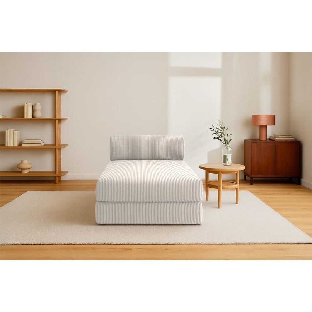 Méridienne convertible et modulable 3 places en velours blanc