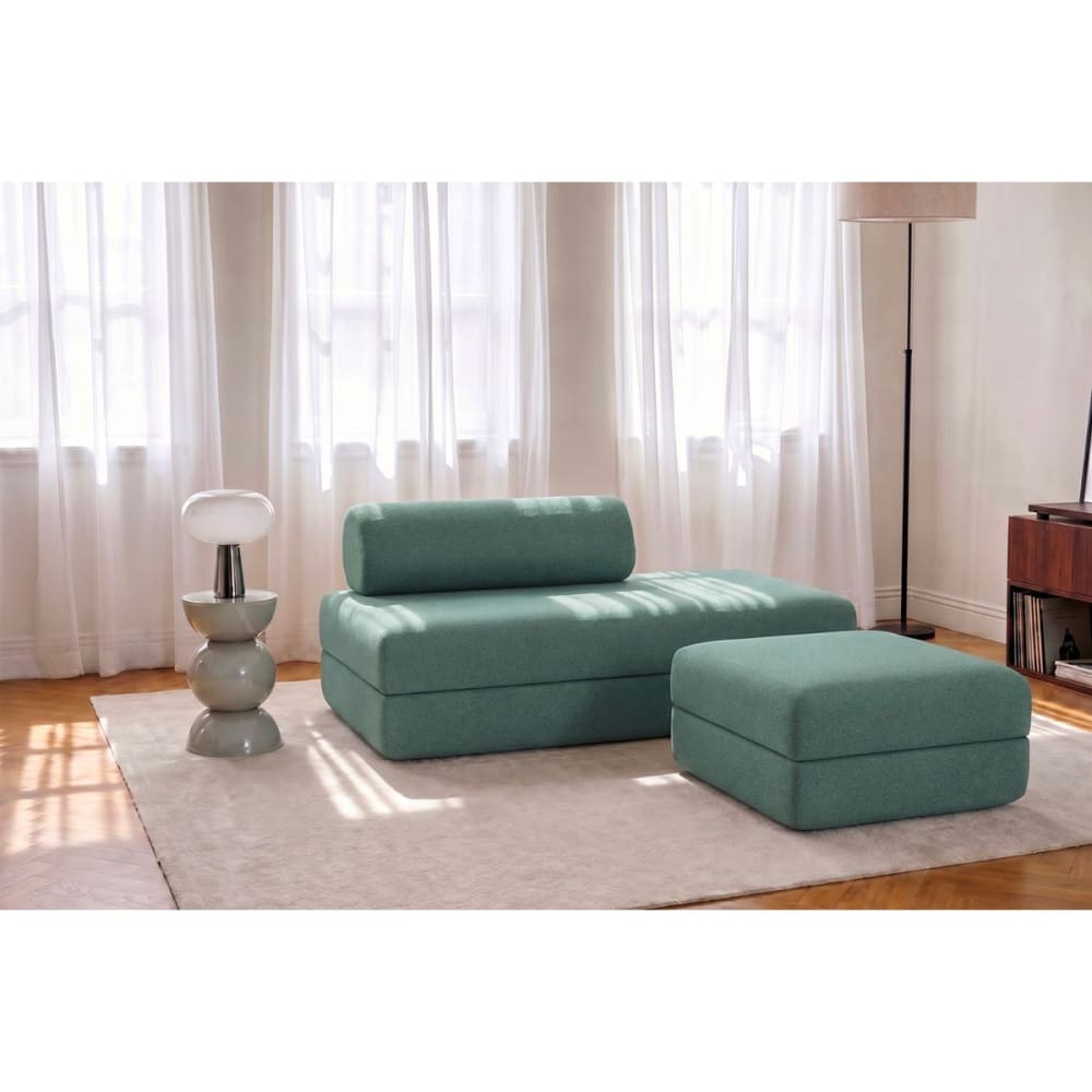 kimo. Modularer Schlafhocker - glatter stoff grün style classic chic Blau