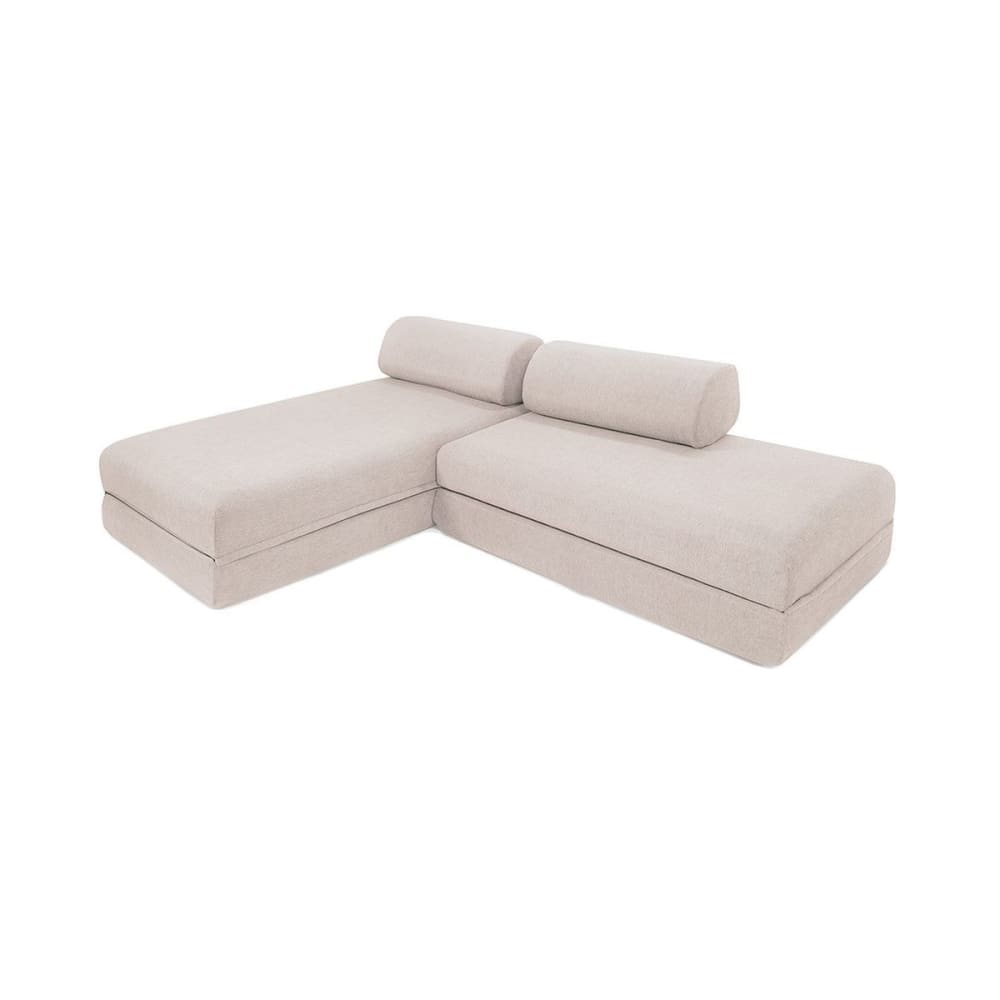 Canapé d'angle convertible 5 places en tissu imperméable gris