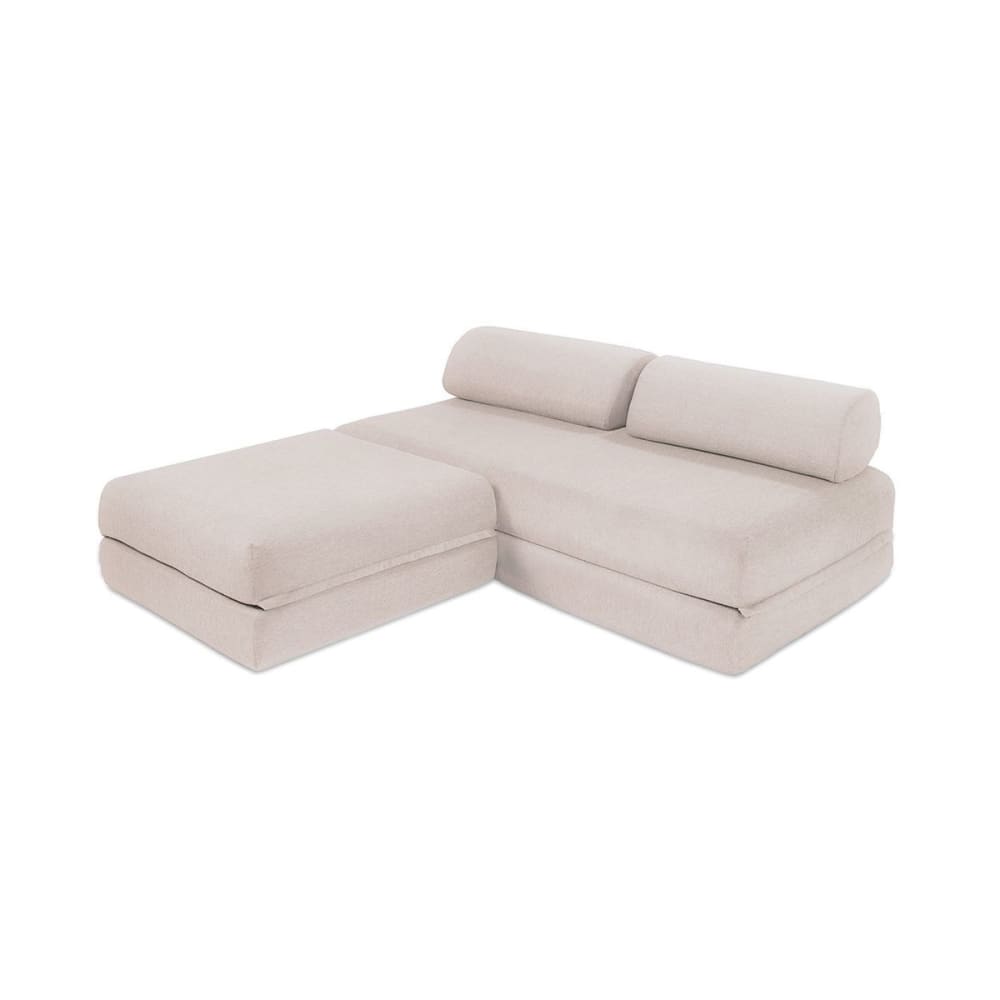 Canapé d'angle convertible 4 places en tissu imperméable gris