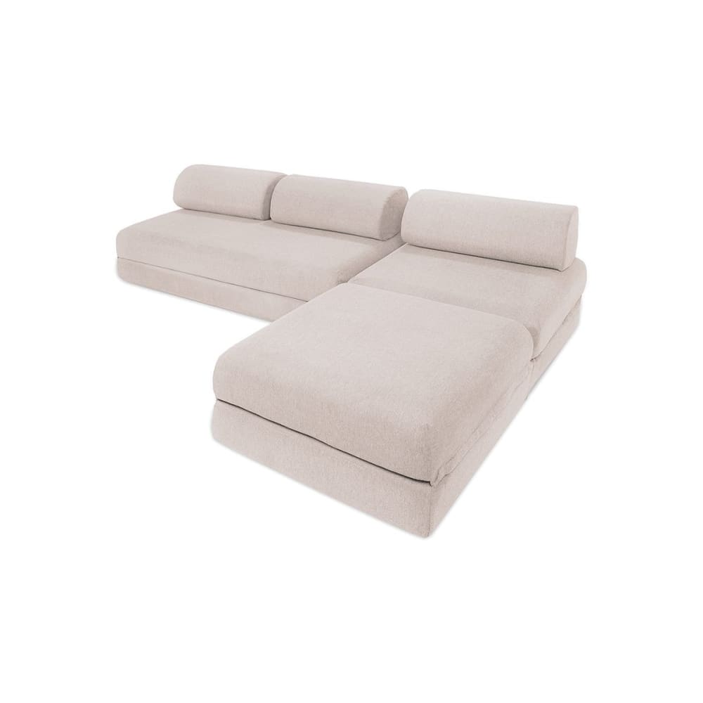 Canapé d'angle convertible 6 places en tissu imperméable gris