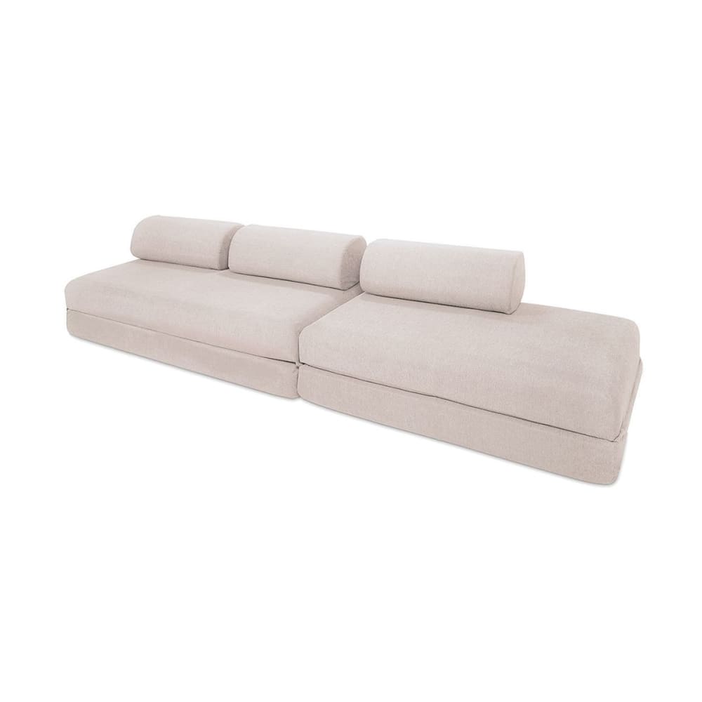 Canapé convertible et modulable 5 places en tissu imperméable gris