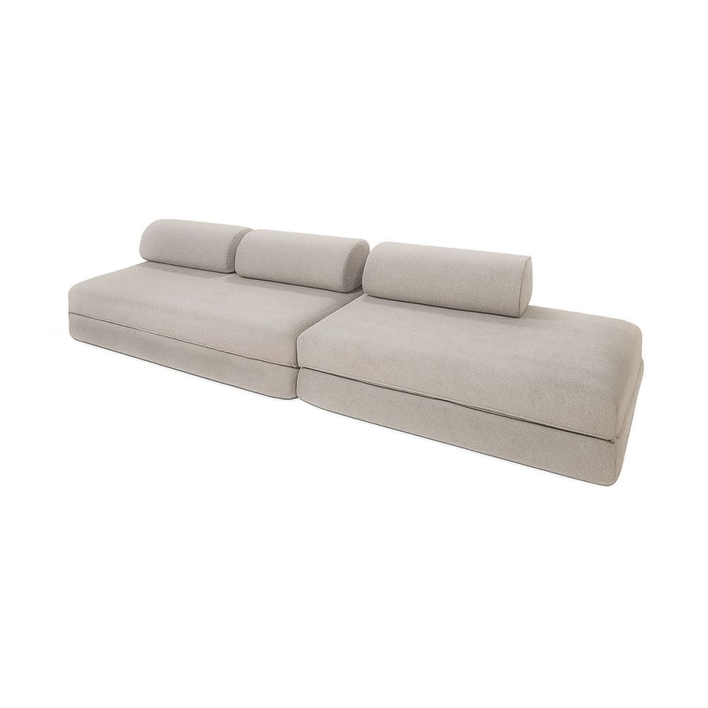 Canapé convertible et modulable 5 places en tissu imperméable beige
