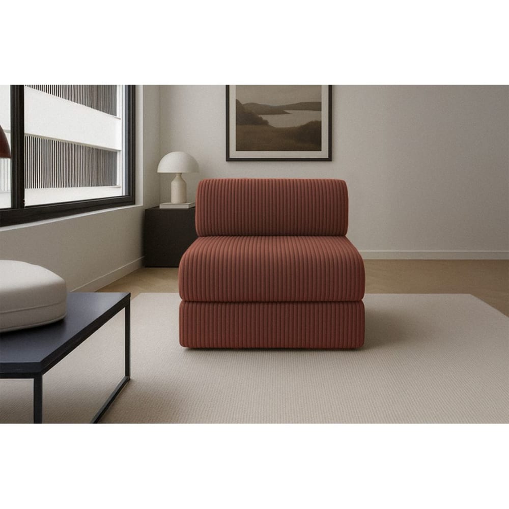 Fauteuil convertible et modulable 1 place en velours terracotta