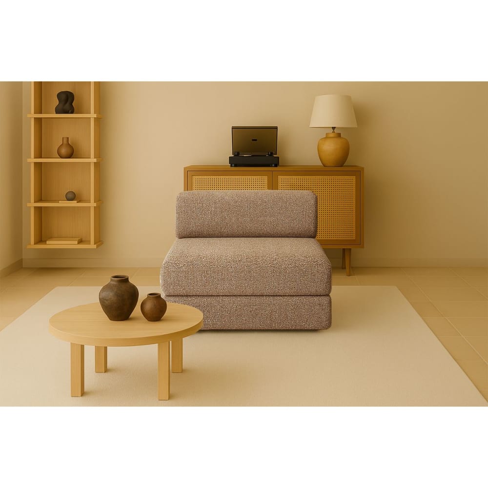 Fauteuil convertible et modulable 1 place en tweed marron