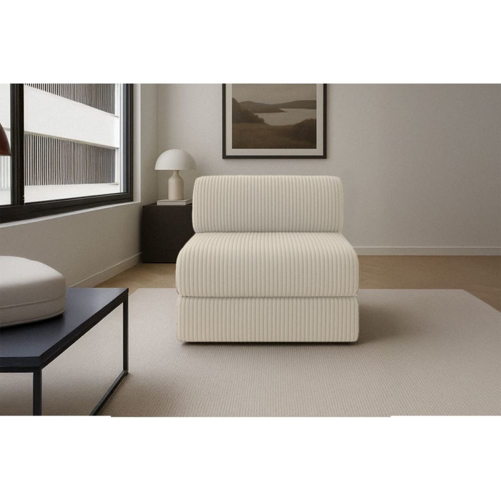 Fauteuil convertible et modulable 1 place en velours blanc