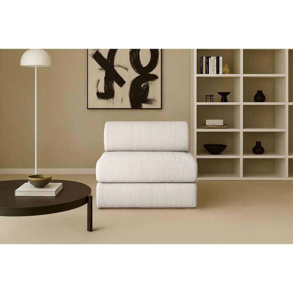 Fauteuil convertible et modulable 1 place en velours côtelé blanc