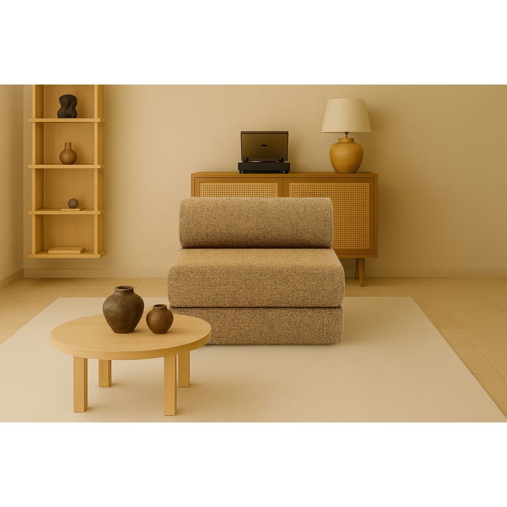 Fauteuil convertible et modulable 1 place en tweed jaune