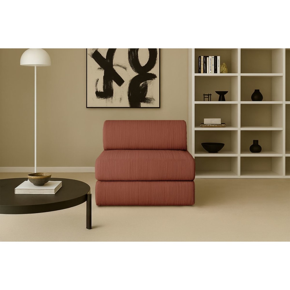 Fauteuil convertible et modulable 1 place en velours terracotta