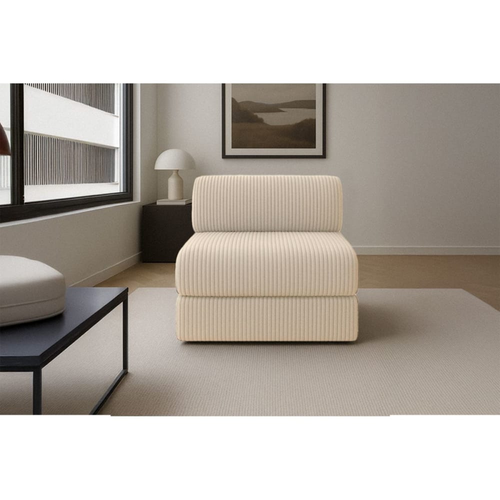 Fauteuil convertible et modulable 1 place en velours beige