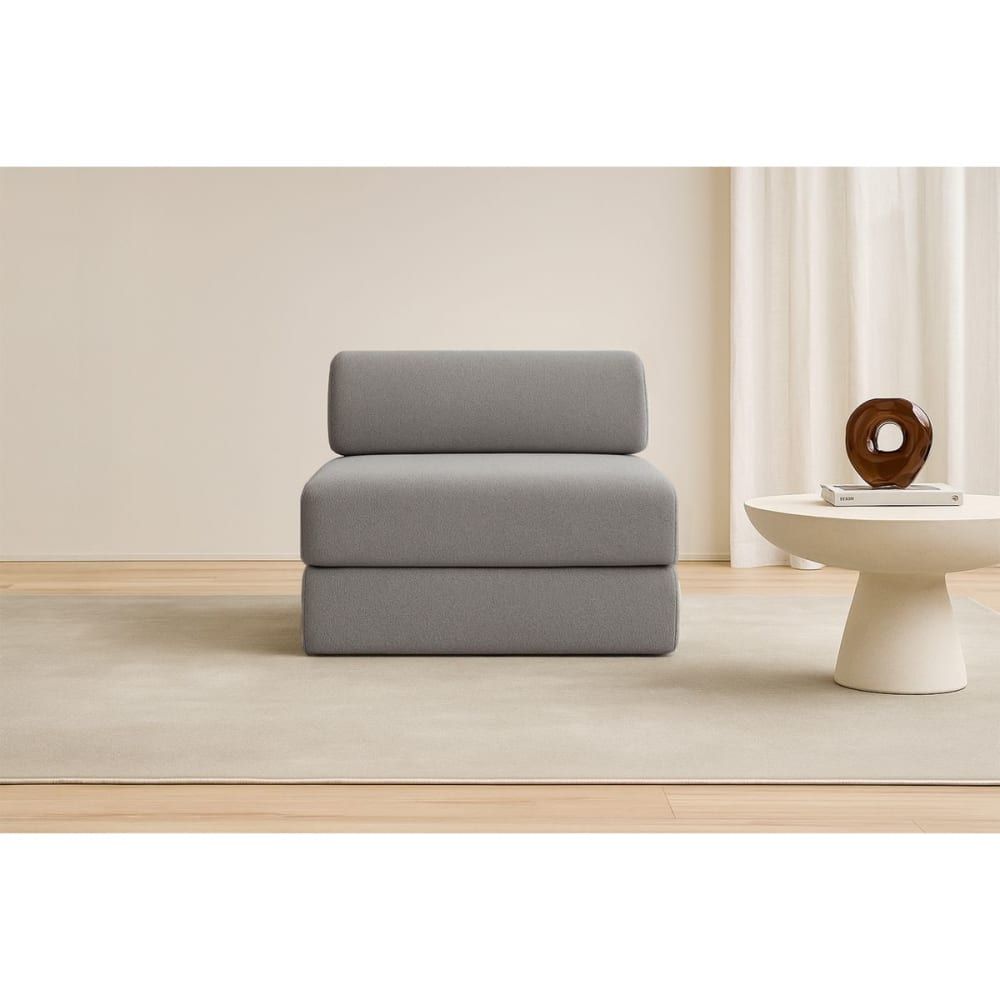 Fauteuil convertible et modulable 1 place en tissu lisse gris