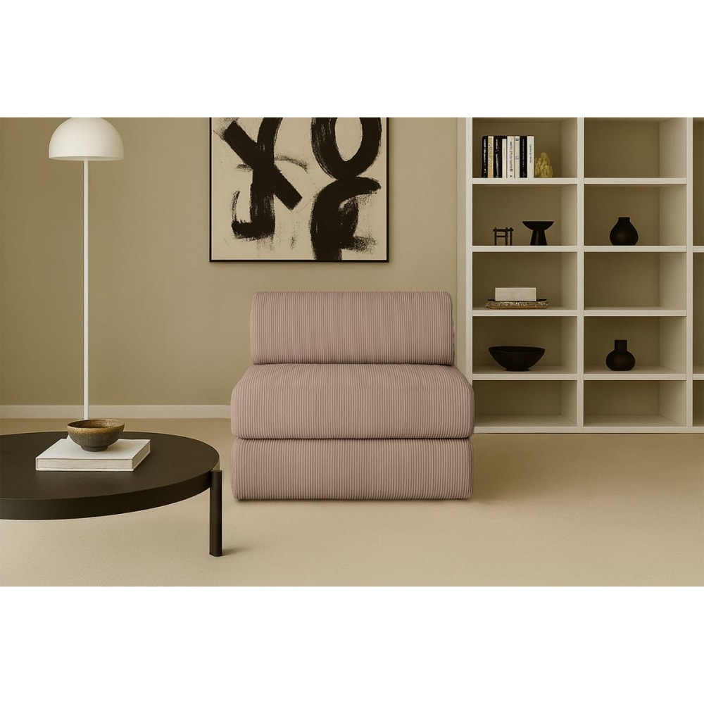 Fauteuil convertible et modulable 1 place en velours côtelé taupe