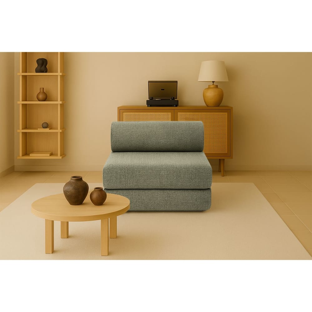 Fauteuil convertible et modulable 1 place en tweed vert