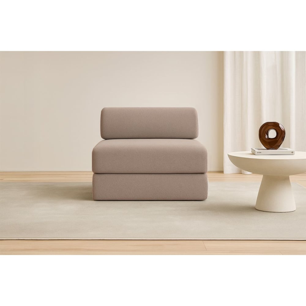 Fauteuil convertible et modulable 1 place en tissu lisse marron