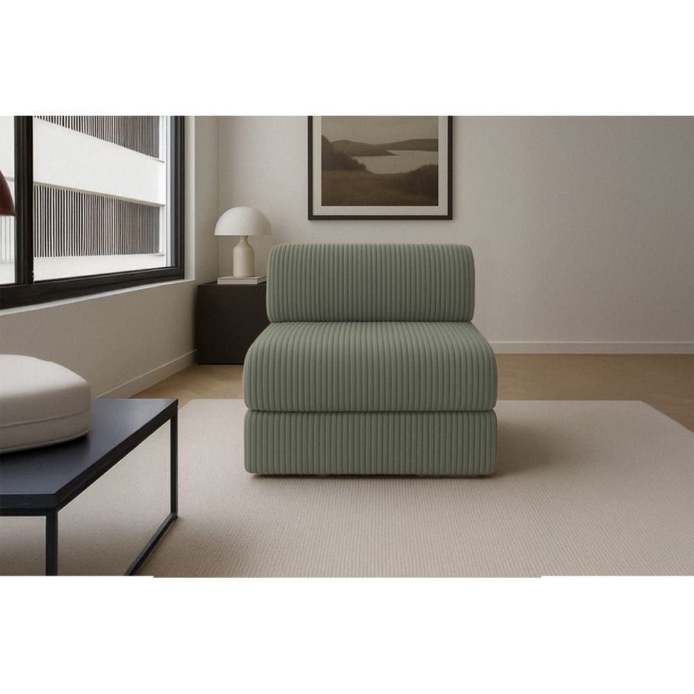 Fauteuil convertible et modulable 1 place en velours côtelé XL vert