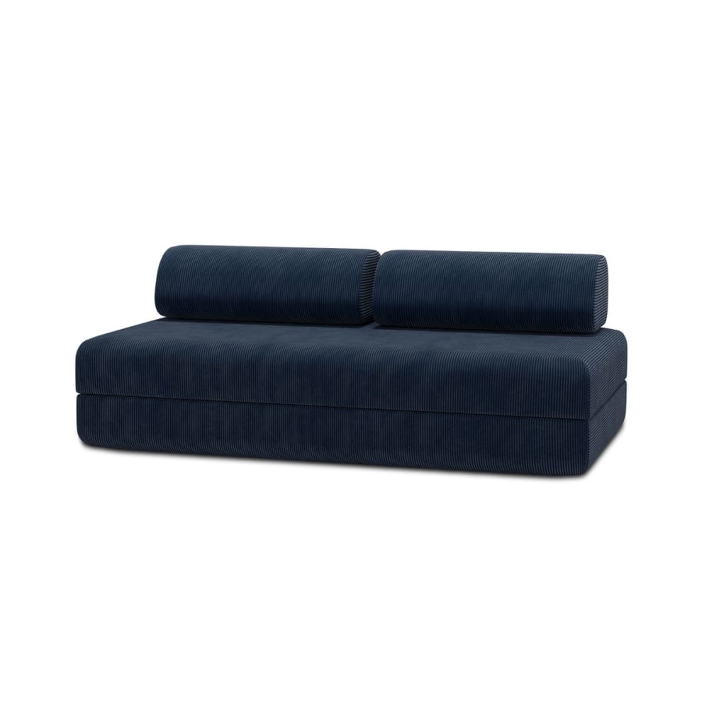 Canapé droit convertible et modulable 3 places en velours côtelé bleu