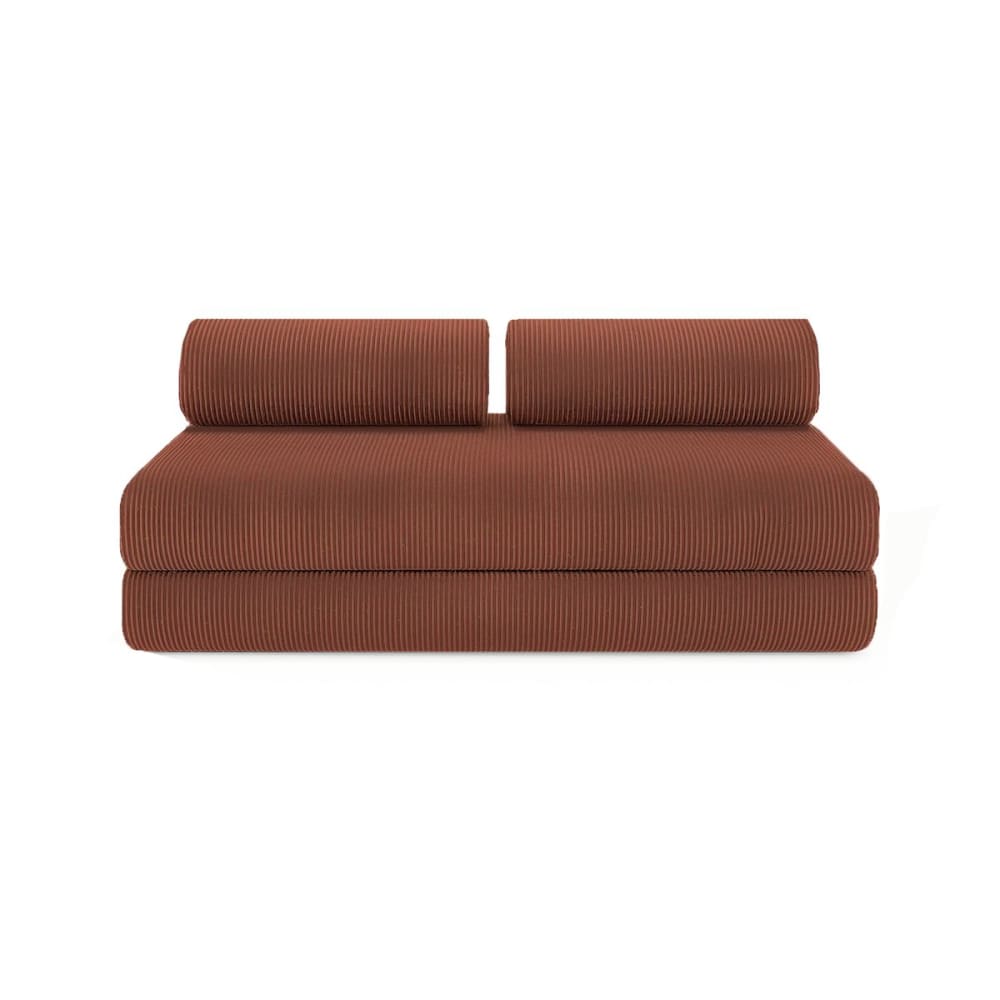 Canapé convertible et modulable 3 places en velours terracotta