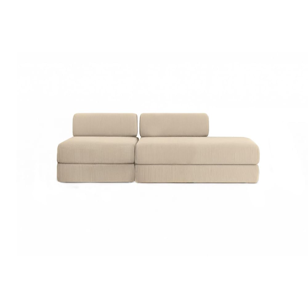 Canapé convertible et modulable 3 places en velours beige