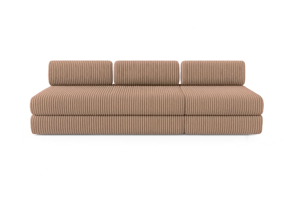 Canapé convertible et modulable 4 places en velours marron