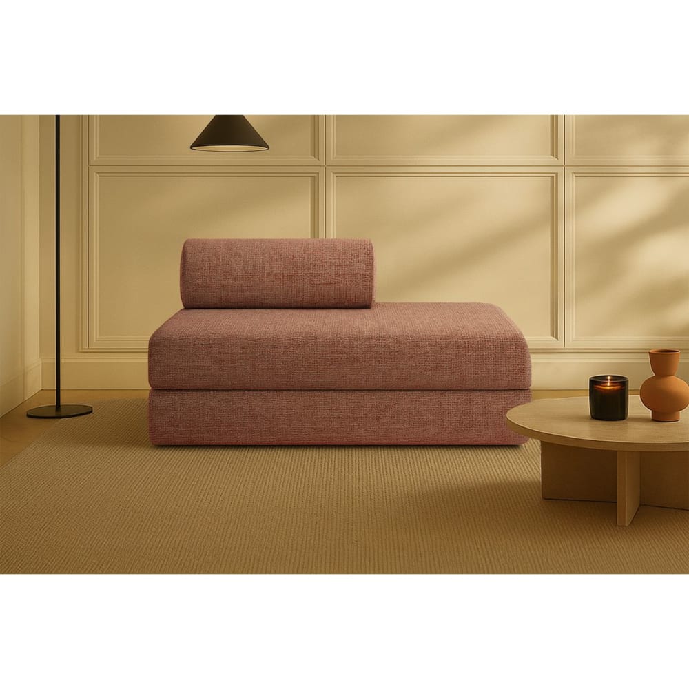 Canapé droit convertible et modulable 2 places en tweed rouge