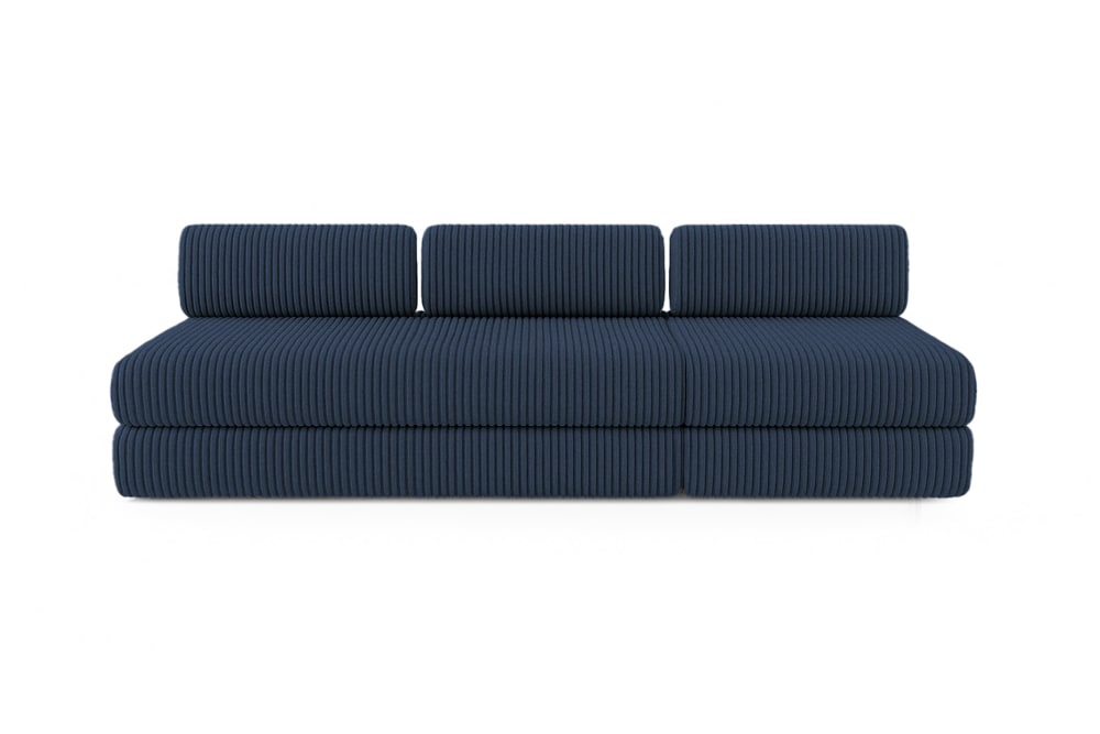 Canapé convertible et modulable 4 places en velours bleu