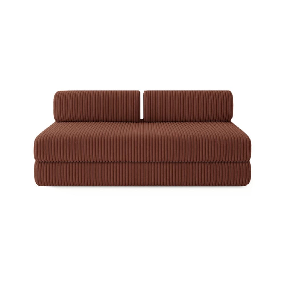 Canapé convertible et modulable 3 places en velours terracotta